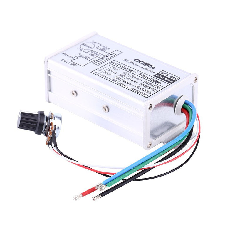 [Australia - AusPower] - Walfront 9V 12V 24V 36V 48V 60VDC 20A PWM DC Motor Speed Controller Regulator with Metal Shell CCM5S 