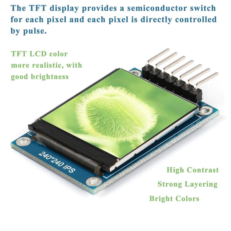 [Australia - AusPower] - MakerFocus TFT LCD Screen Display 1.3inch TFT LCD Module, 240 * 240 IPS 65K Full Color 3.3V with SPI Interface ST7789 IC Driver, 51 STM32 Ar duino Routines for DIY 
