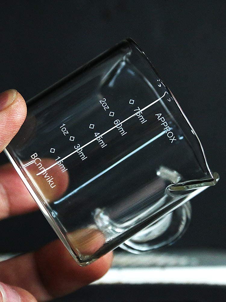 [Australia - AusPower] - 2 Pack Double Spouts Measuring Triple Pitcher Milk Cup 75ML Espresso Shot Glasses Parts Clear Glass 2 