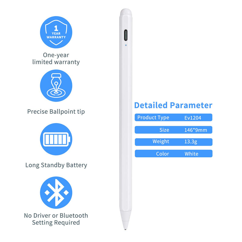 [Australia - AusPower] - Stylus Pencil for HP Pavilion X360, Evach Active High Sensitivity Digital Pens with 1.5mm Ultra Fine Tip Stylus Pencil for HP Pavilion X360 Pen, White 