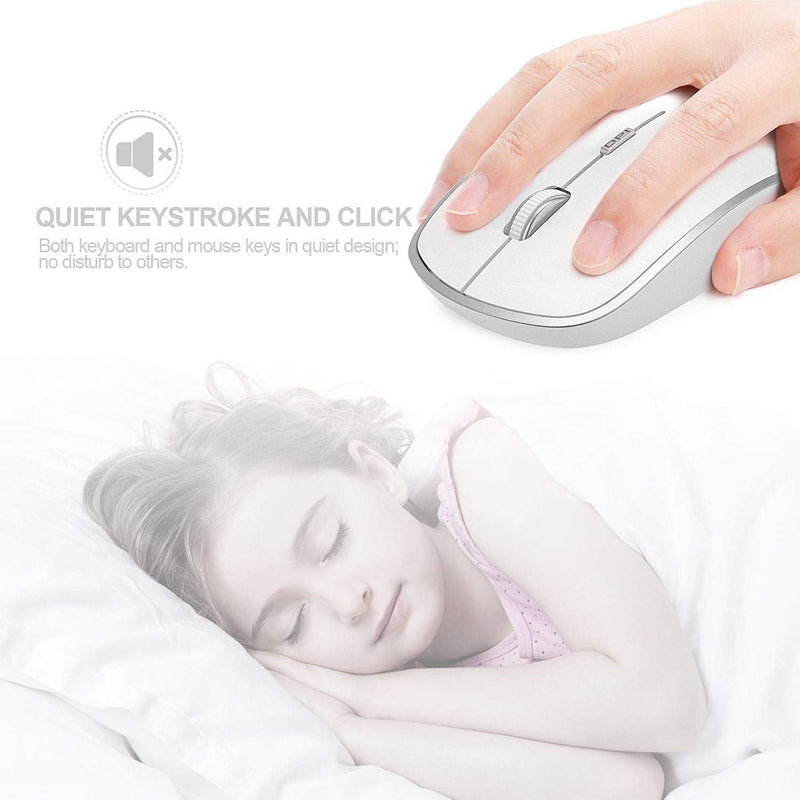 [Australia - AusPower] - Wireless Keyboard Mouse, J JOYACCES 2.4G Compact and Ultra Slim Wireless Keyboard and Mouse for Windows, Computer, Desktop, PC, Laptop-Sliver sliver 