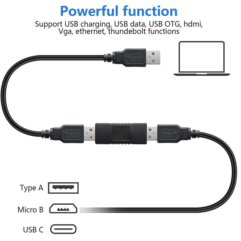 [Australia - AusPower] - SAISN USB 3.0 Connector Female to Female Adapter USB 3.0 Coupler Adapter Converter Bridge Extension Coupler (Pack of 3, Black) 