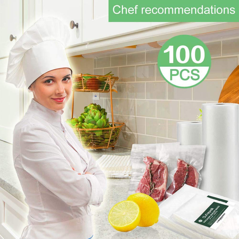 [Australia - AusPower] - O2frepak 100 Pint 6" x 10" Vacuum Sealer Bags with BPA Free and Puncture Prevention,Vacuum Seal Freezer Bags,Great for Sous Vide Vaccume Sealer PreCut Bags 6" x 10" Pint Size(100count) 