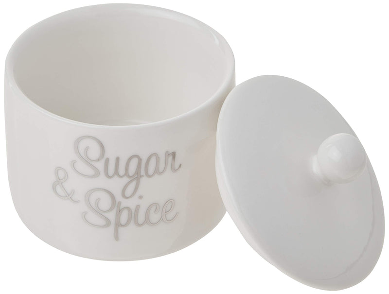 [Australia - AusPower] - Kate Aspen Ceramic Sugar Bowl, Spice and Everything Nice, White one size White & Silver 