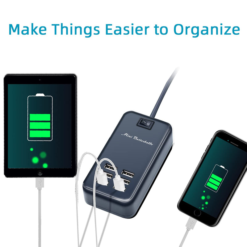 [Australia - AusPower] - USB Charger Station, 6 Port Desktop Charging Station for Multiple Devices, Wall Power Strip with Switch 