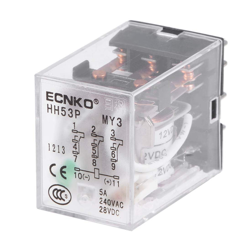 [Australia - AusPower] - uxcell HH53P DC 12V Coil 3P3T 11 Pins Electromagnetic Power Relay Green LED with Socket 