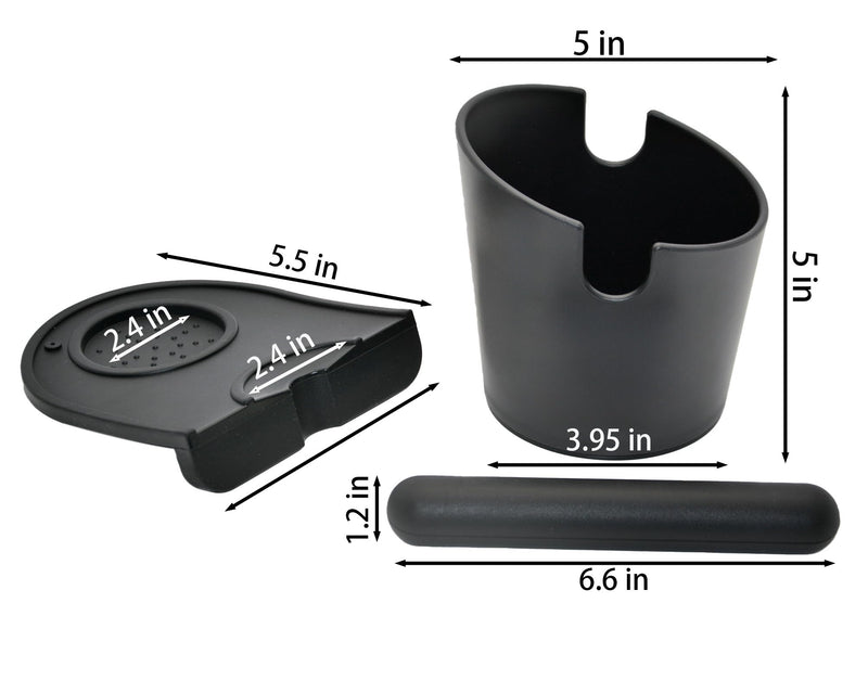 [Australia - AusPower] - IAOSEN 5 inch Knock Box Espresso Knock Box Silicone coffee Tamper Mat Espresso Machine Accessories Set of 2 with a longer detachable Knocking rod for Home Office Barista Tools for Bar Shop 