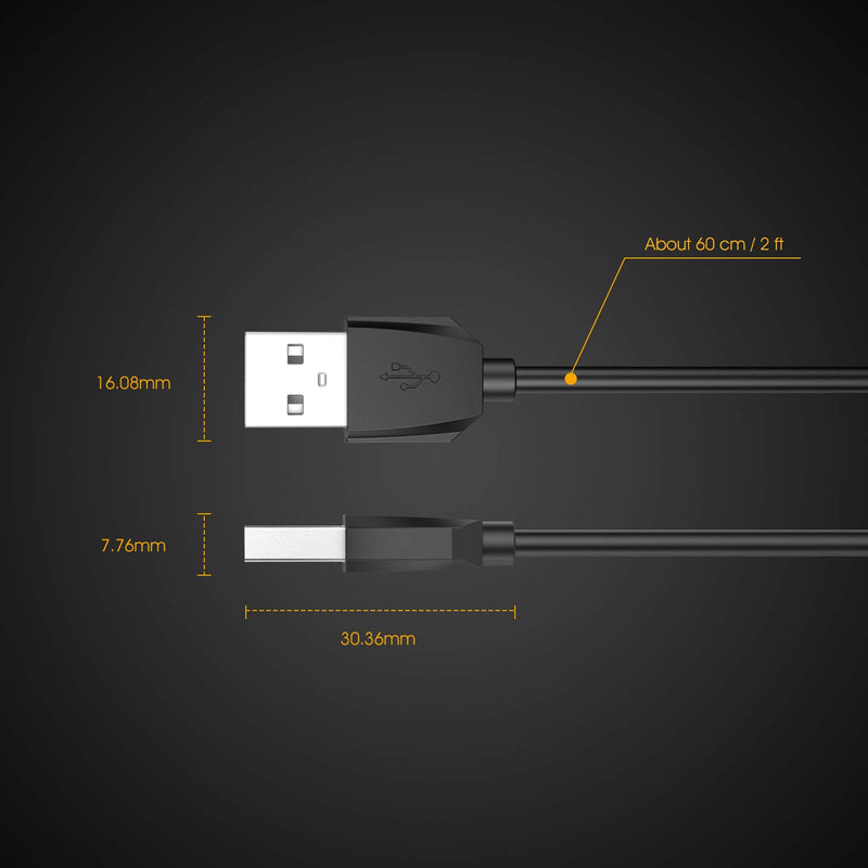 [Australia - AusPower] - Havit 2-Feet USB 2.0 Type A Male to Type A Male Cable, Black (1pack) 