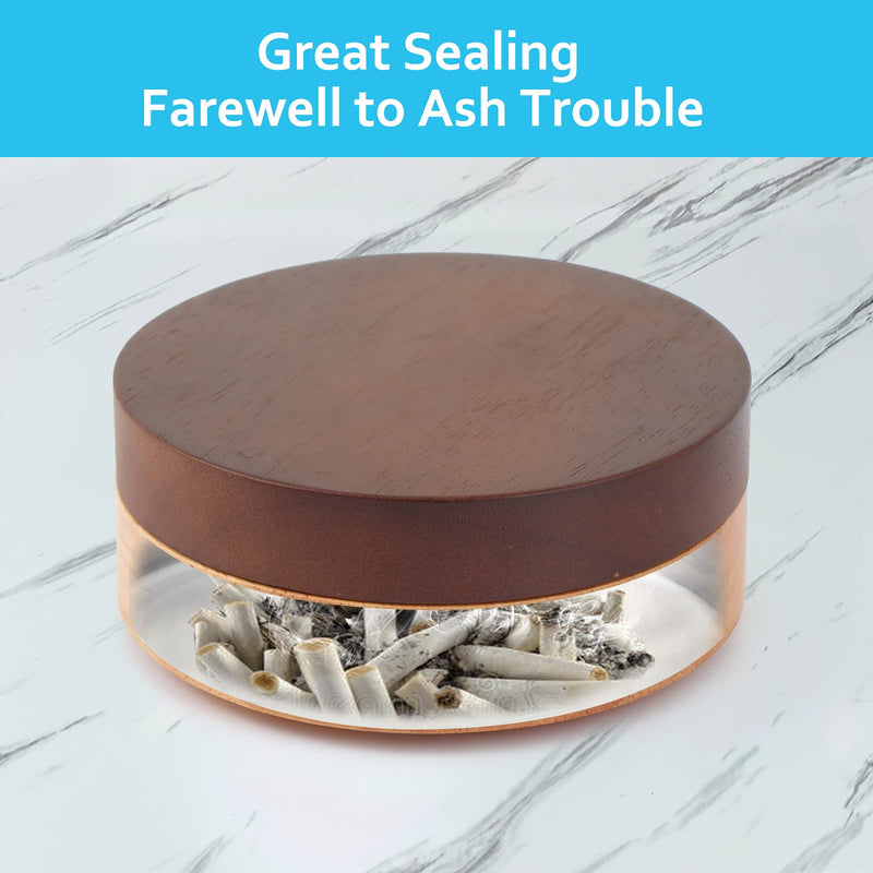 [Australia - AusPower] - Cute Ashtrays for Cigarettes Ash tray with Lid FriyGardcn Wooden Ashtray with a Stainless Steel Portable Decorative Ashtray Windproof Ashtray for Home,Patio,Office,Outdoors,Indoor,Parties Silver 
