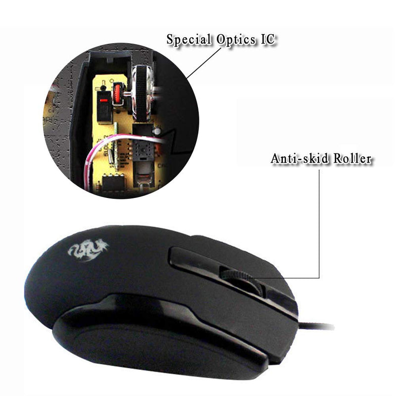 [Australia - AusPower] - WishLotus Left Handed Mouse Logo Laser Engraving and Matte Process 800 DPI Resolution 3D Button Plug and Play Mini USB Wired Mouse Suitable for Laptop 