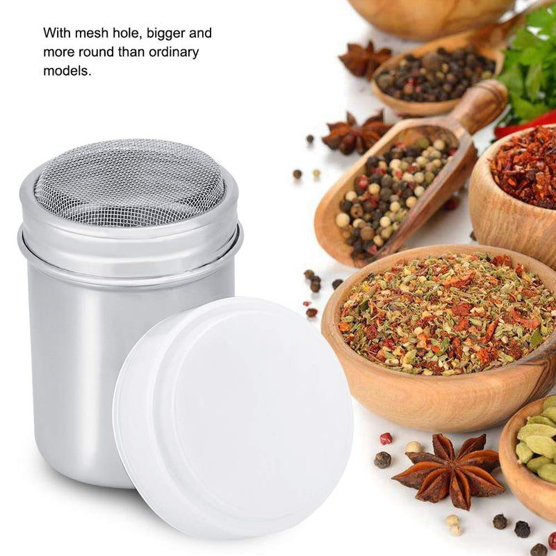 [Australia - AusPower] - Stainless Steel Powder Shaker Pot, Cocoa Coffee Pepper Spice Dredges with Fine-Mesh Lid Home Restaurant Cooking Tools(L) L 