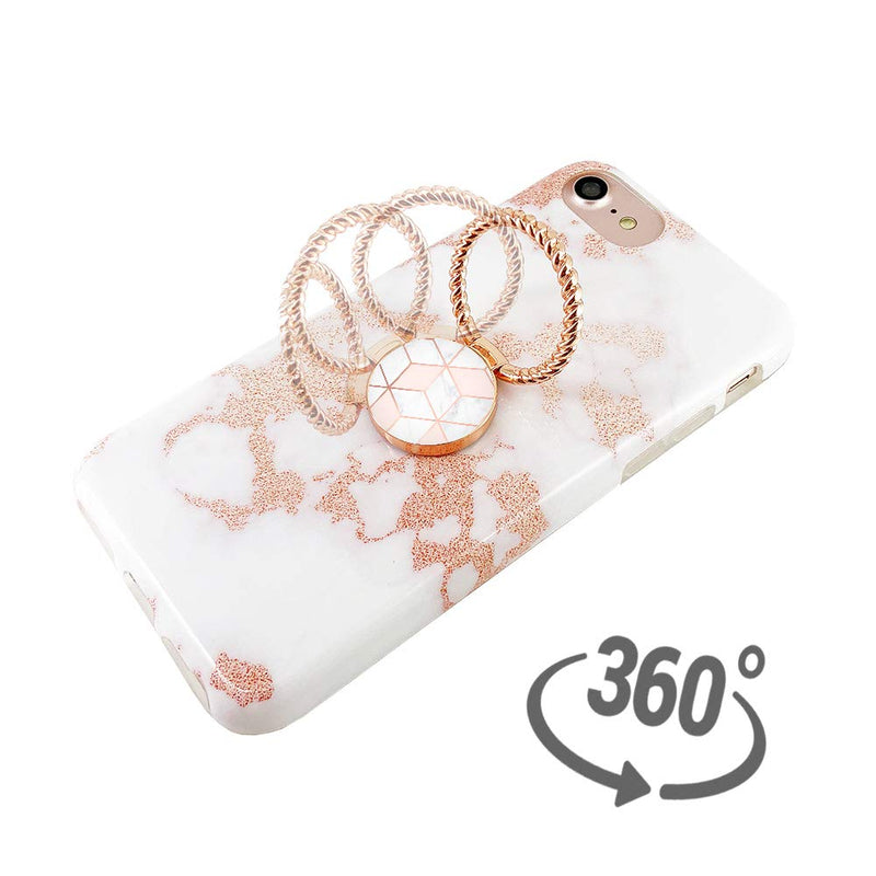 [Australia - AusPower] - Obbii Cell Phone Ring Holder Stand Rose Pink Gold White Marble 360° Rotation Finger Kickstand Grip Loop Mount for iPhone and Other Smartphones 