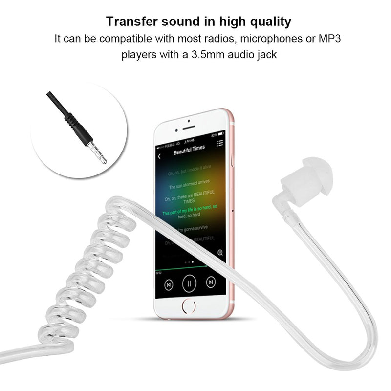 [Australia - AusPower] - Throat Mic Earpiece Headphone, 3.5mm Throat Mic Covert Air Acoustic Tube Earpiece Headset Anti Radiation with Finger PTT for Mobile Phone/Adjustable Size 