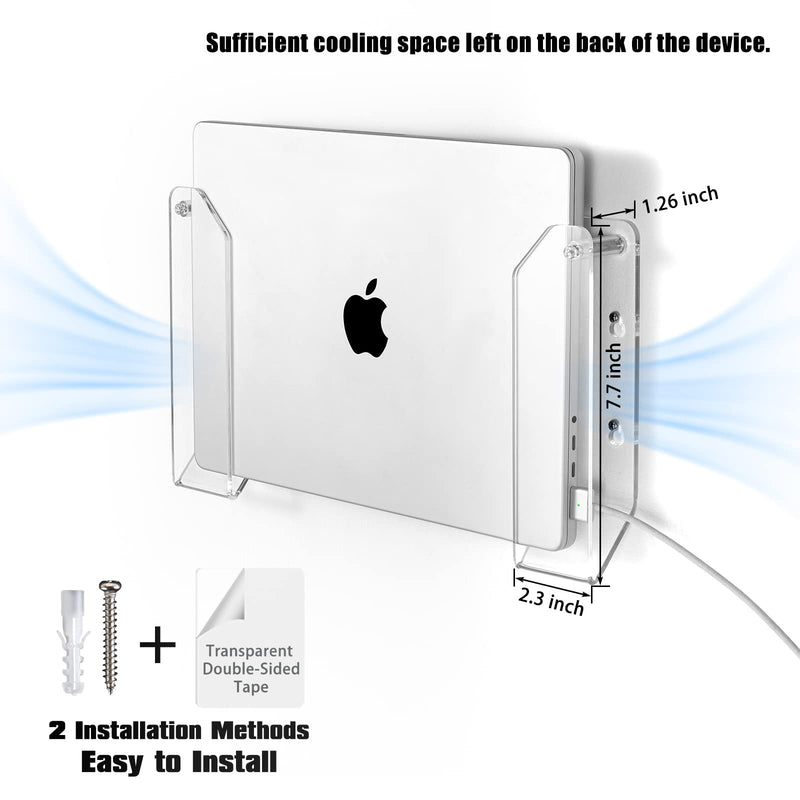 [Australia - AusPower] - SIPRDE Wall Mount Laptop Holder - Also Available as an Under Desk Laptop Mount, Clear Acrylic, with Adhesive & Screw, for Macbooks, Surface, Keyboards, Switch, Tablets & More 