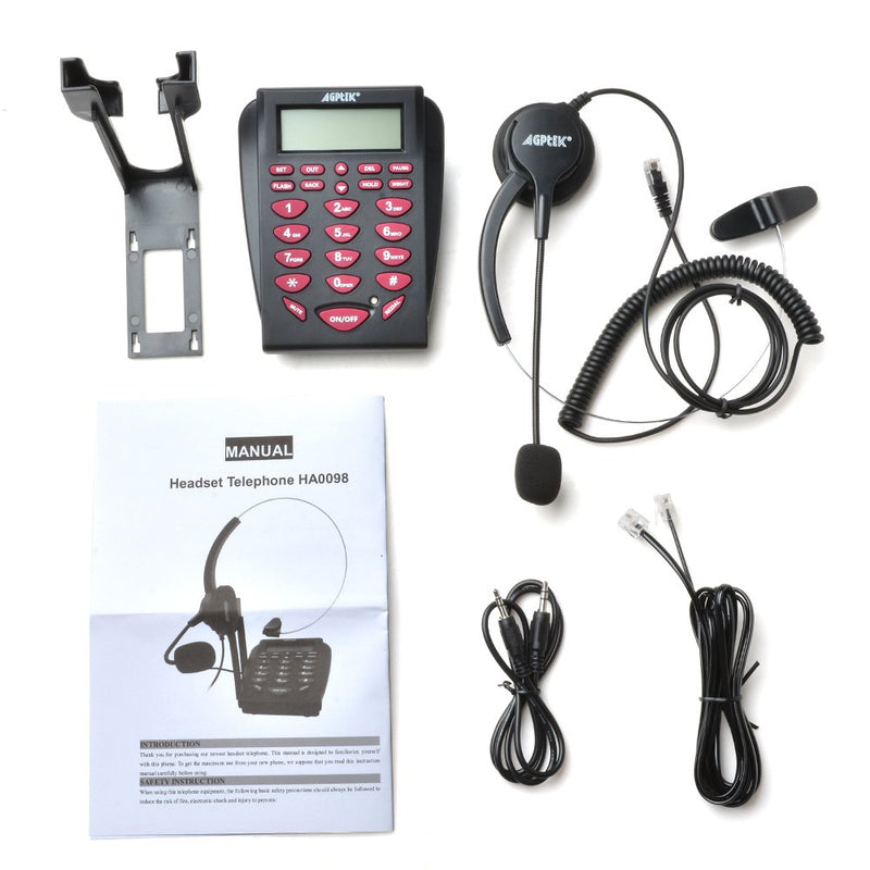 [Australia - AusPower] - AGPtEK Corded Telephone with Headset & Dialpad for House Call Center Office - Noise Cancellation HA0098 Rose Red 