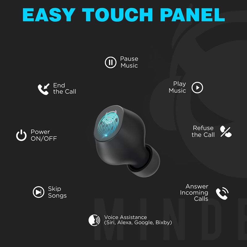 [Australia - AusPower] - True Wireless Earbuds Noise Cancelling With Mic, TWS Stereo Sport Bluetooth Headphones, Portable Charging Case 36 Hrs, Ideal Headset for Business, TV, Sleeping, Computer, iPhone, Android, Xbox One, PC 