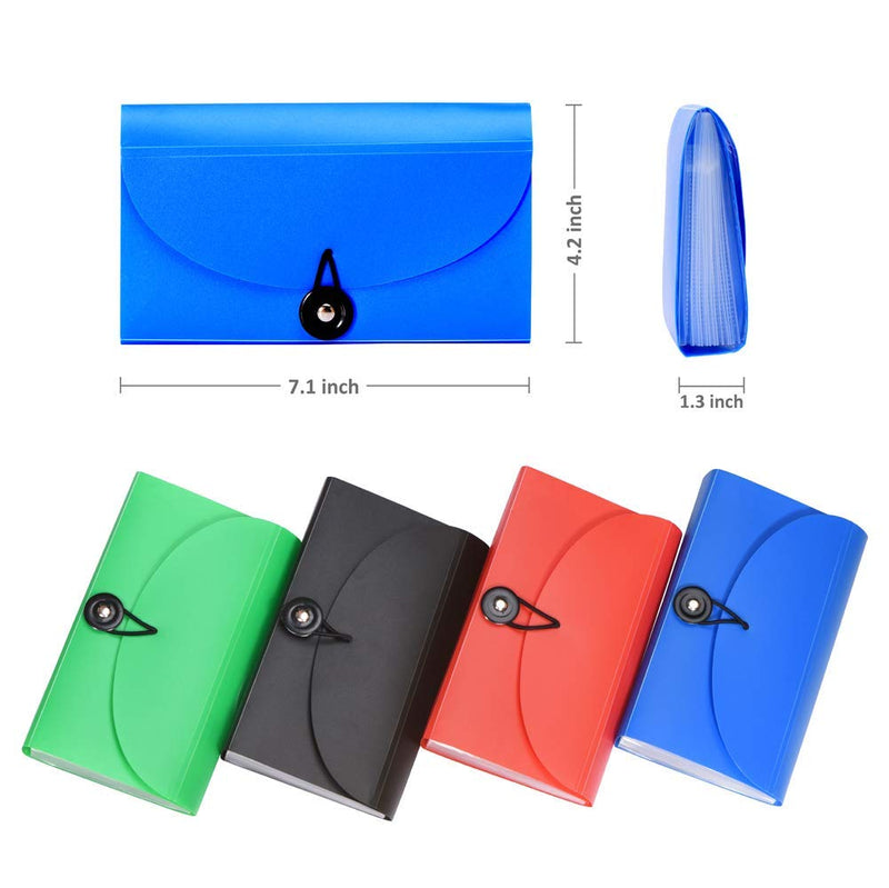 [Australia - AusPower] - SEEKIND Expanding File Folders 4 Pack, 7.1"4.2" Receipt Organizer Folder Accordion Folder Document with 13 Pocket for Office,Cards,Tickets-Water Resistant A-7.1' *4.2' 