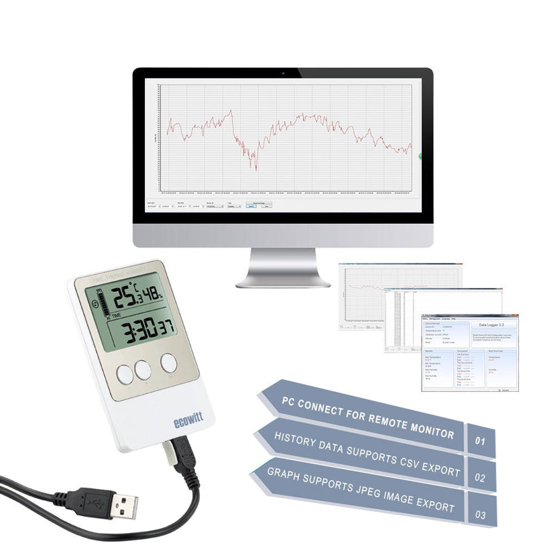 [Australia - AusPower] - DS102 USB Temperature Humidity Data Logger Recorder 20736 Points with PC Software 