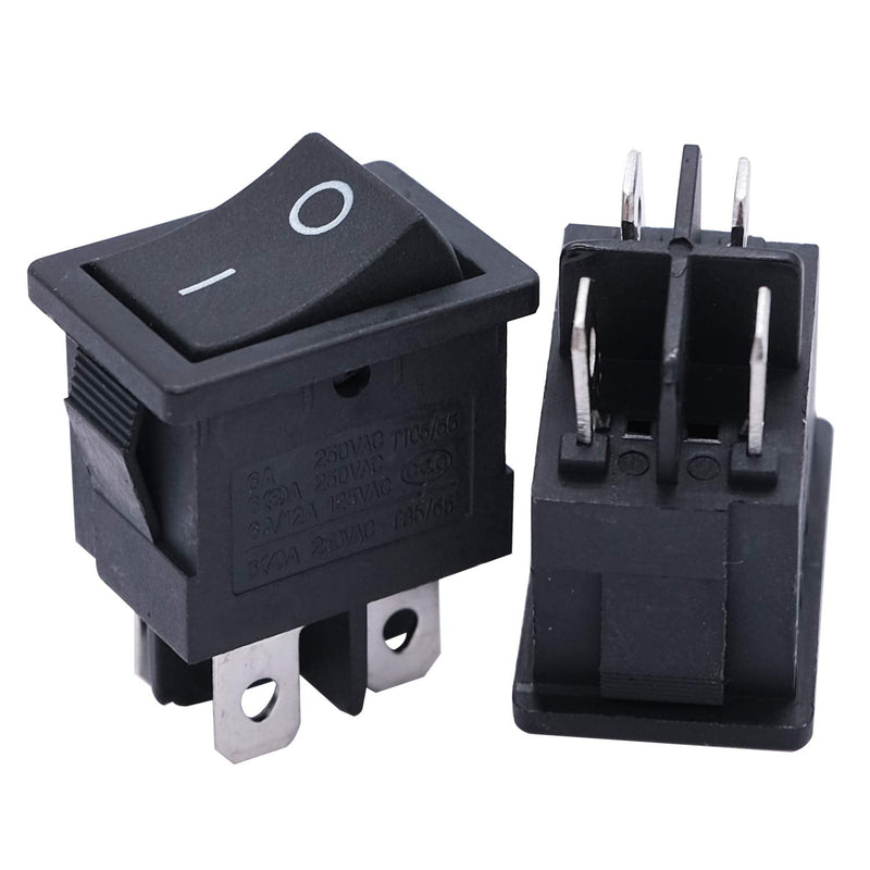 [Australia - AusPower] - mxuteuk 5pcs Snap-in DPST Rocker Switch Toggle Power ON-Off Switch 4 Pin AC 250V 6A 125V 10A, Use for Car Auto Boat Household Appliances MXU1-4-201 4 Pin Black ON-OFF 