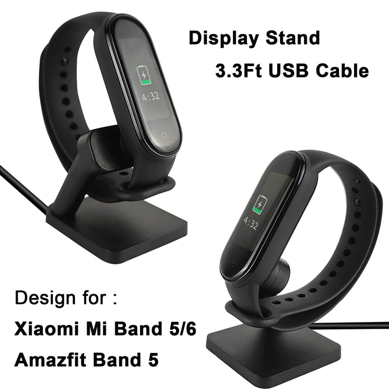 [Australia - AusPower] - Replacement Magnetic Charging Stand with The USB Charging Cable Compatible for Xiaomi Mi Band 6 Mi Band 5 Amazfit Band 5 Smart Wristband,Charging Cord for Xiaomi/Amazfit Band 5 Smart Watch,Black 