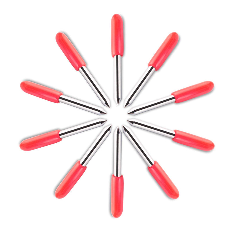 [Australia - AusPower] - HQMaster 45 Degree Tungsten Steel Lettering Blade Vinyl Cutter Blades for Roland Cutting Plotter Red Cap Pack Of 10 45° 