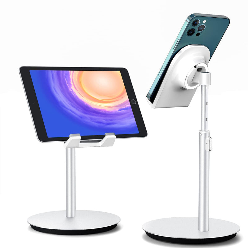 [Australia - AusPower] - KTRIO Cell Phone Stand, Adjustable Angle Height Phone Holder for Desk, Tablet Phone Stand, Dock for iPhone 13 Pro Max, 11, XR, iPad, Samsung Galaxy, Home Office Accessories (4-11") - Silver Adjustable Angle Height - Silver 