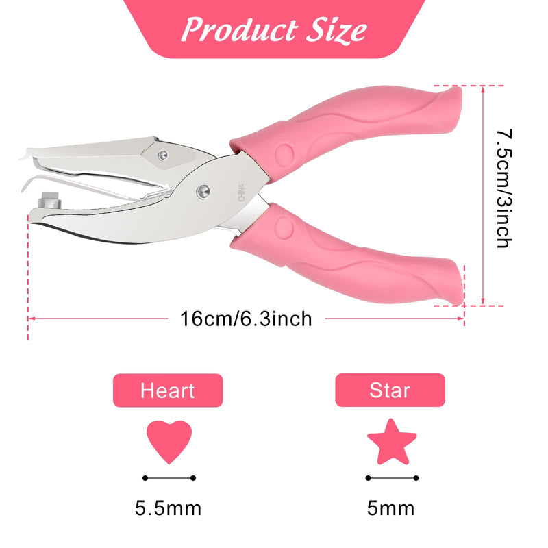 [Australia - AusPower] - 2 Pieces Heart and Star Handheld Hole Paper Punch Metal Single Hole Paper Punch Punchers with Soft-Handled Tags for Clothing Ticket DIY Craft Tags Scrapbook Tool, 1/4 inch Heart&Star 