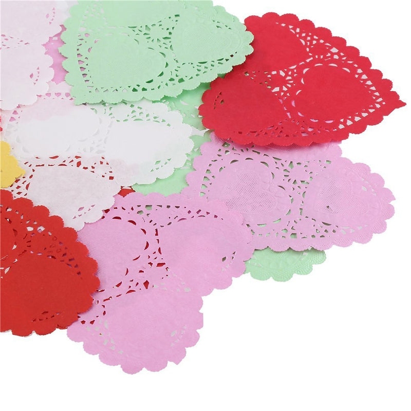 [Australia - AusPower] - CCINEE 4 Inch Valentine Heart Doilies Lace Paper for Wedding Decoration Valentine's Day Party Decor Pack of 200 