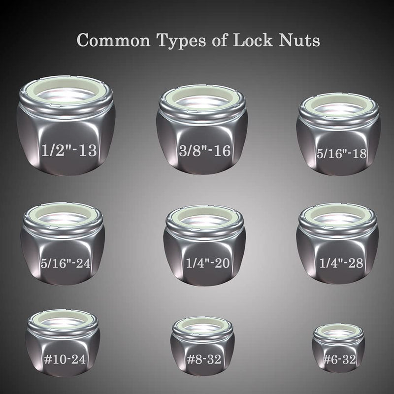 [Australia - AusPower] - 1/2"-13 Stainless Steel Lock Nut Assortment Kit 304 Stainless Steel Hex Lock Nylon Insert Nut (1/2"-13, 10 pcs) 1/2"-13 