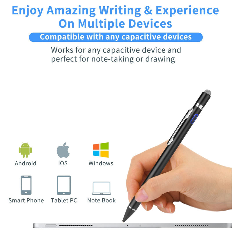[Australia - AusPower] - Stylus for Samsung Galaxy Tab A 10.1/10.5/8 Inch 2022 Pencil, EVACH Rechargeable Digital Pencil with 1.5mm Ultra Fine Tip Stylist Pens for Samsung Galaxy Tab A 10.1/10.5/8 Inch 2022,Black Black 