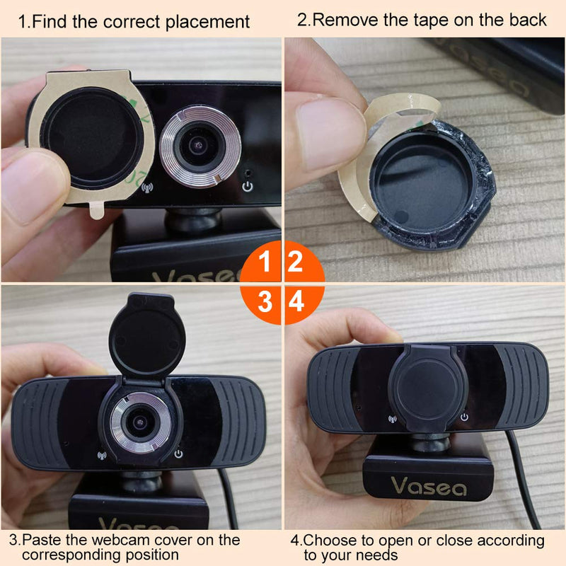 [Australia - AusPower] - 3PCS Webcam Cover,Webcam Privacy Shutter Protects Lens Cap for Laptop Camera Cover for Logitech HD Pro Webcam C920 & C930e & C922X C922x Pro Stream Webcam for Safety Privacy (Round Shape) Fold-0.87in 