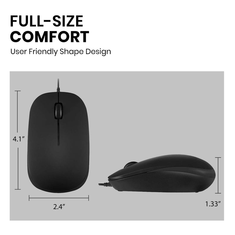 [Australia - AusPower] - Perixx PERIMICE-201 Wired USB Optical 3 Button Mouse with 800 DPI and Illuminated Wheel, Black USB Optical Mouse 