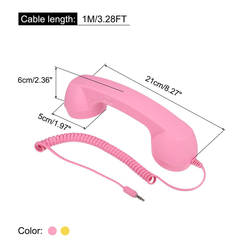 [Australia - AusPower] - MECCANIXITY 2 Pack 3.5mm Retro Telephone Handset Telephone Receiver MIC Microphone Speaker Anti Receivers for Microphone Speaker Pink,Yellow 