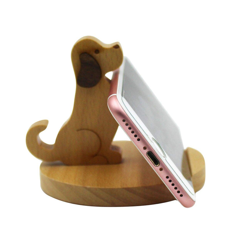 [Australia - AusPower] - MINGSEECESS Cute Cell Phone Tablet Holder Stand, Wooden Smartphone Desktop Holder Compatible for iPhone XS/XR/X/8/7 Plus/11 Pro Max/Samsung Galaxy/Android Smartphone brown dog 