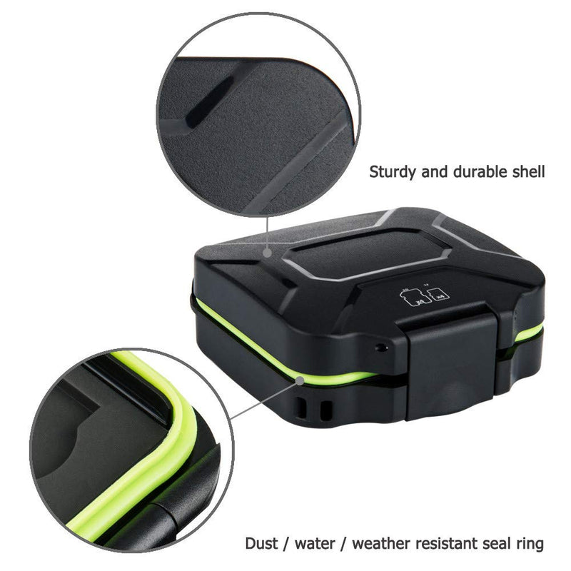 [Australia - AusPower] - 8 Slots Little Rugged Memory Card Case Water-Resistant Anti-Shock Carrying Slim Storage Holder Box for 4 SD SDHC SDXC + 4 Micro SD MicroSD MSD TF Cards with Card Removal Tool 