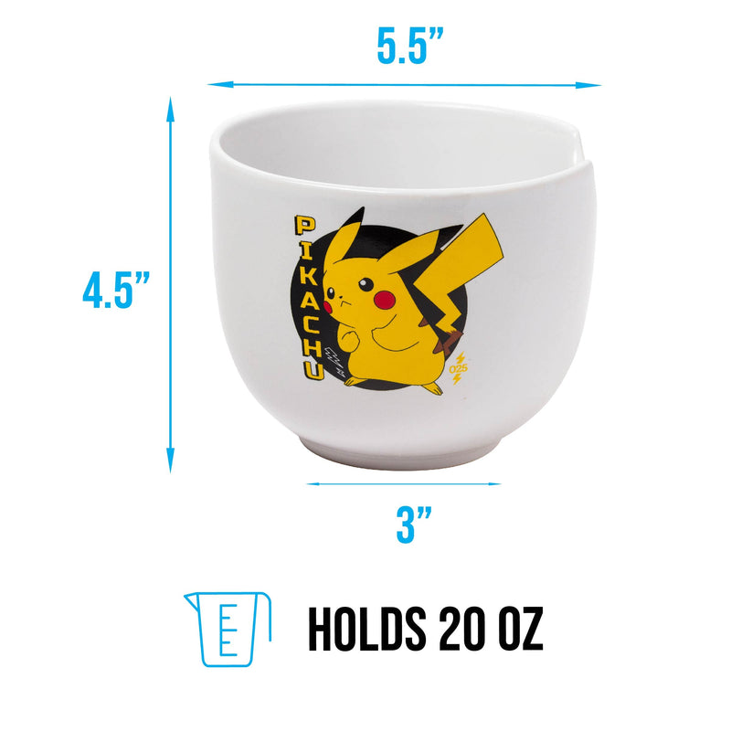 [Australia - AusPower] - Silver Buffalo Pokemon Pikachu Japanese Text Ceramic Ramen Noodle Bowl with Chopsticks, 20oz 