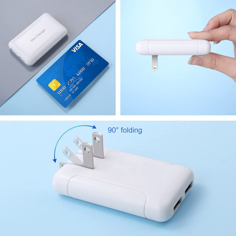 [Australia - AusPower] - USB Charger Plug, Excgood Ultra Thin USB Wall Charger Smart Wall Plug Compatible with iPhone 11 Pro Max/Xr/Xs/X, Galaxy S10/9/8, Pixel and More Smartphones and Tablets, 2-Pack,White White 