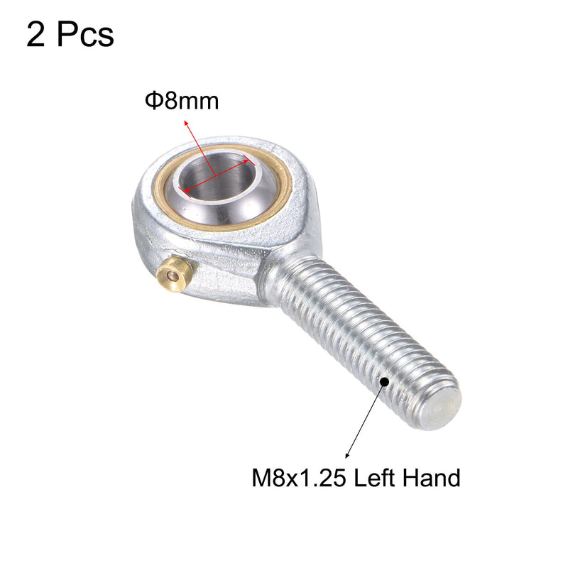 [Australia - AusPower] - uxcell 2pcs POS8 Spherical Rod End Bearing 8mm Bore Self-Lubricated Joint Bearing M8x1.25 Left Hand Male Thread Connector 
