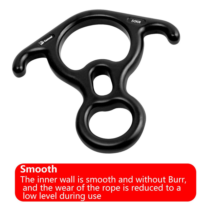 [Australia - AusPower] - YXGOOD 50KN Rescue Figure, 8 Descender Large Bent-Ear Belaying and Rappelling Gear Belay Device Climbing for Rock Climbing Peak Rescue Aluminum Magnesium Alloy Black 