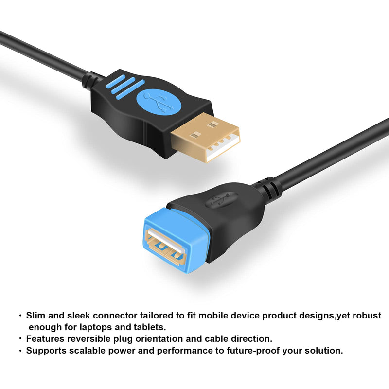 [Australia - AusPower] - USB 2.0 Y Splitter Cable, FAOTUR Gold Plated 1 Male to 2 Female Power Cord 2 Ports Extension Hub Adapter for Laptop/USB Flash Drives/Phone Charging/Car/Fast Data Transmission, 23.6inch Navy 