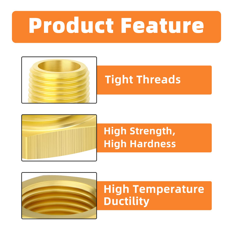[Australia - AusPower] - GASHER 10 Pieces Brass Hex Bushing 1/2" NPT Male x 1/4" NPT Female, Brass Threaded Pipe Fitting 1/2" MNPT x 1/4" FNPT 
