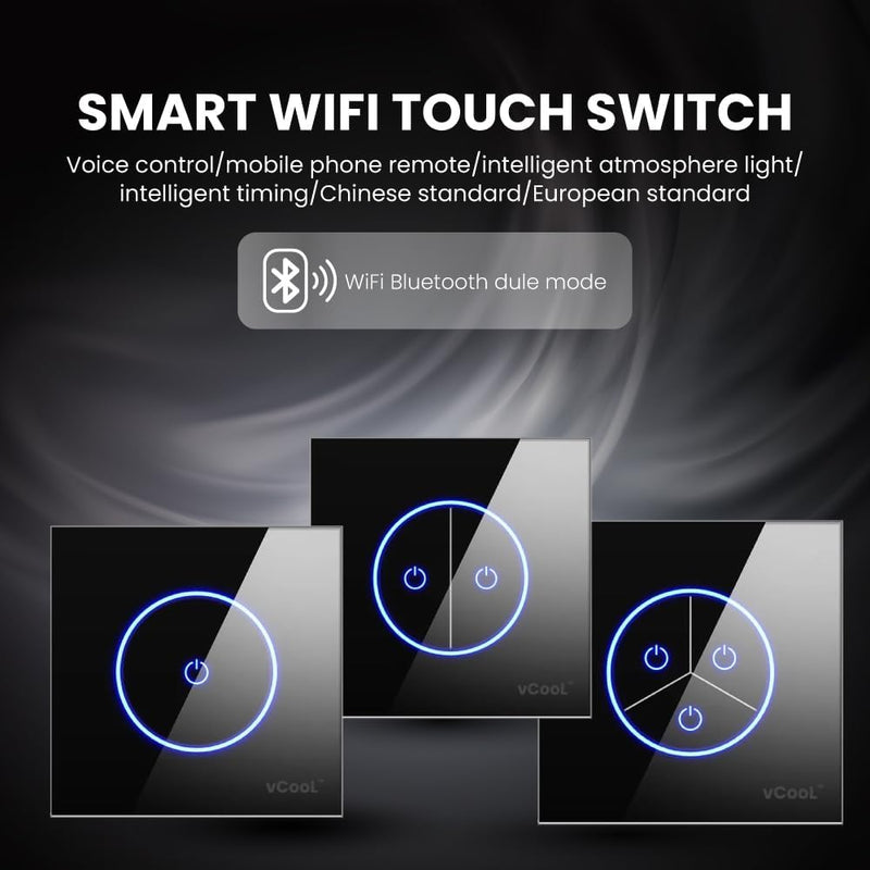 [Australia - AusPower] - Smart Light Switch, 2.4GHz WiFi Smart Switch Compatible with Alexa, Google Home and Surplife App, UL Certified Neutral Wire Required, No Hub Required(Classic Black, 2 Switch) 