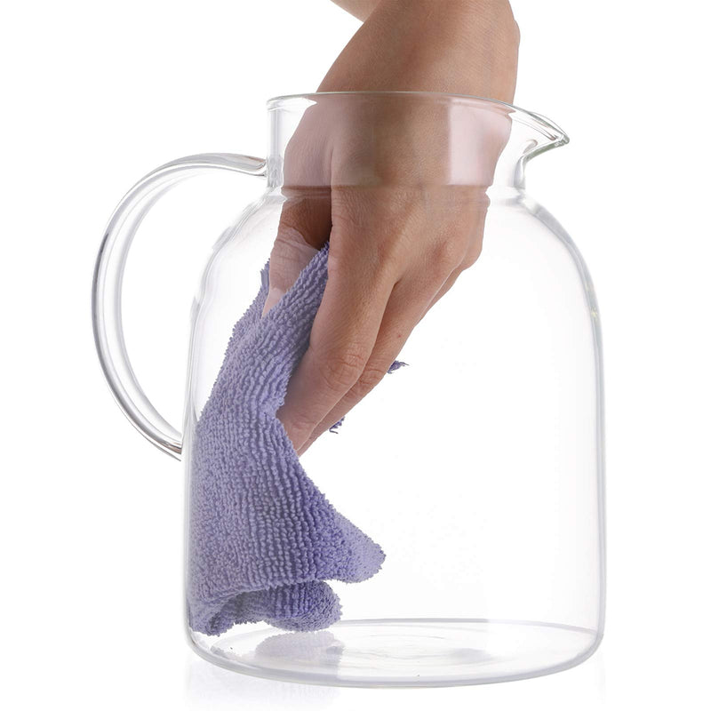 [Australia - AusPower] - Hedume 2 Liter 68 Ounces Glass Pitcher with Lid, Large Heat Resistant Glass Beverage Pitcher, Glass Water Pitcher with Lid and Handle, Carafe for Iced Tea, Wine, Coffee, Milk and Juice Beverage 