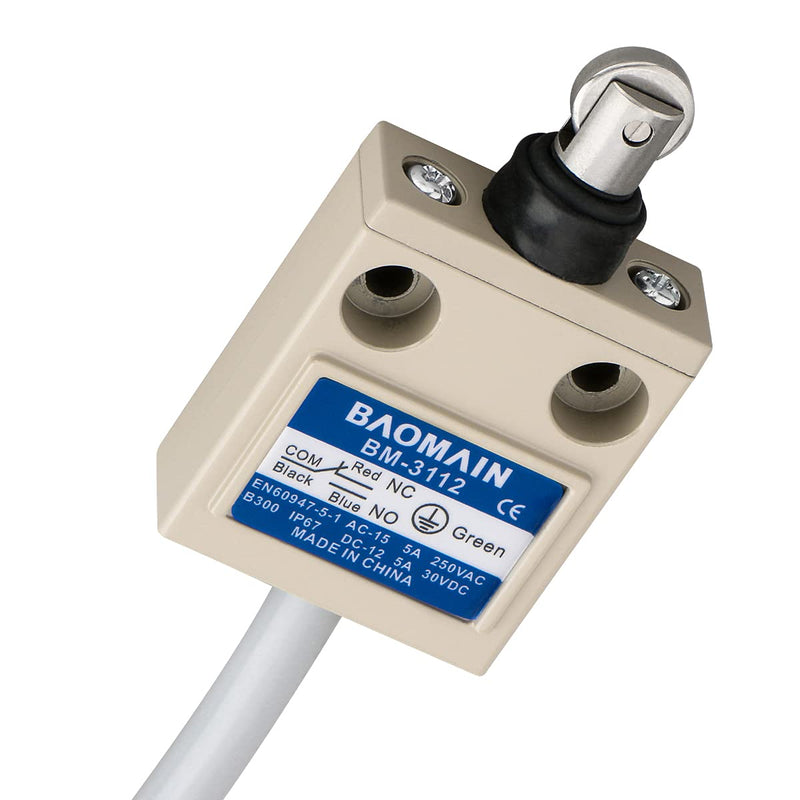 [Australia - AusPower] - Baomain Limit Switch BM-3112 (TZ-3112) Sealed Roller Plunger Momentary 1NO 1NC SPDT IP67 Waterproof 