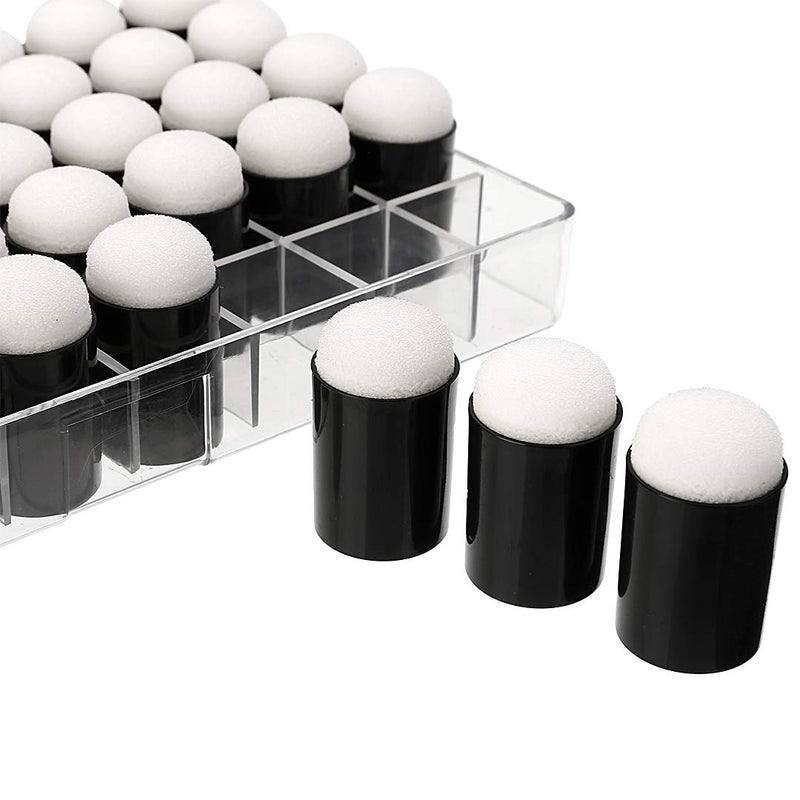 [Australia - AusPower] - 40 Pcs Finger Sponge Daubers with Storage Box for Painting Chalk Ink Card Making Drawing 