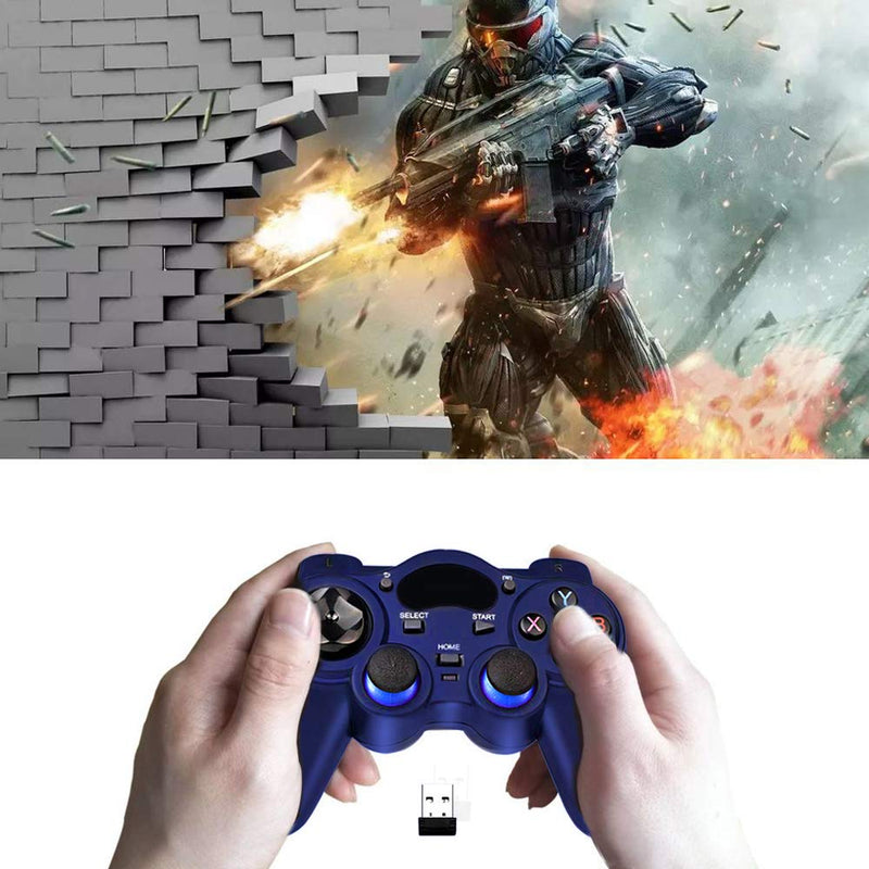 [Australia - AusPower] - USB Wireless Gaming Controller Gamepad for PC/Laptop Computer(Windows XP/7/8/10) & PS3 & Android & Steam (Blue) 