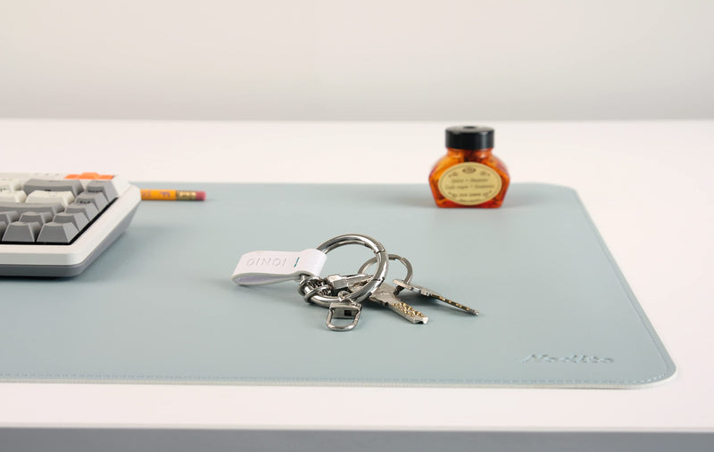 [Australia - AusPower] - DeskPaw Dual-Sided Leather Desk Pad,Blotter for Laptop Computer,Mouse Pad,Writing,Drawing,Arts and Craft Mat (Blue/Silver, 17"x35”) 17"x35” Blue/Silver 