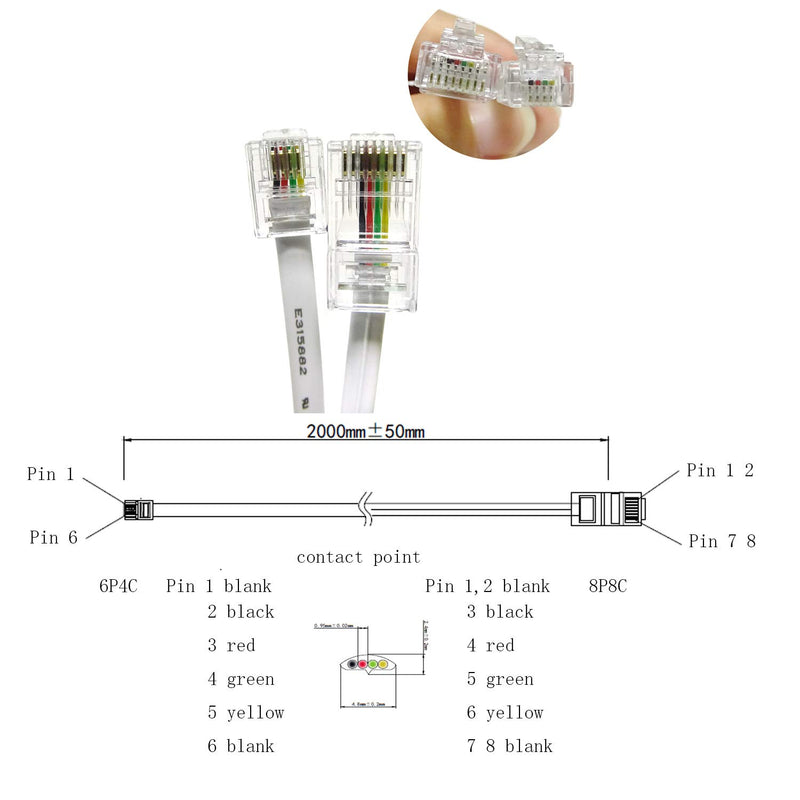 [Australia - AusPower] - Honbay 2 Pack Telephone RJ11 6P4C to RJ45 8P8C Connector Plug Cable for Landline Telephone 