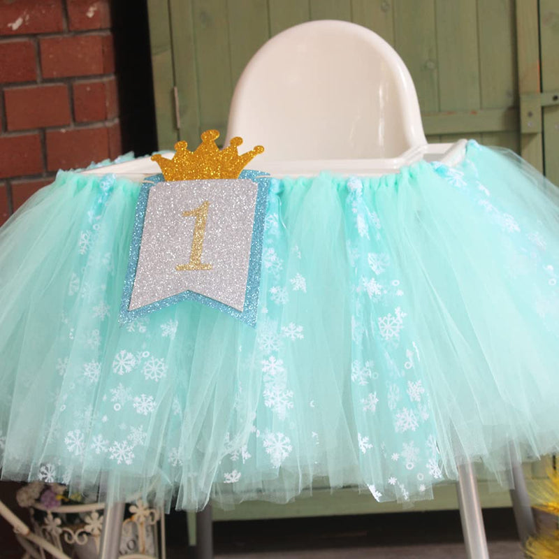 [Australia - AusPower] - Amajoy Tutu for High Chair Decoration for 1st Birthday Tutu Skirt with First Birthday Crown Banner Birthday Party Décor DIY Tutu Skirt (42"x14", Blue) 42"x14" 