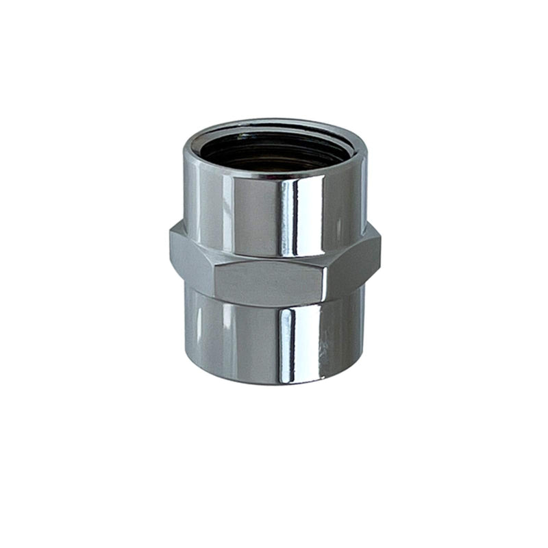 [Australia - AusPower] - Brass Pipe Fitting Coupling 1/2" x 1/2" NPT Female Chrome Finish for Home Plumbing Pipes (Chrome Plated 2 PACK) Chrome Plated 2 PACK 